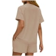 thumbnail image 4 of Purcolt Womens 2 Piece Sets Casual Crew Neck Short Sleeve T Shirts and Drawstring Shorts Soft Lounge Sets Summer Outfit with Pockets, 4 of 7