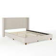thumbnail image 2 of Martha Stewart Kay Queen Upholstered Platform Bed with Channel Stitched Wingback Headboard and Cushioned Siderails, Wood Slat Foundation, No Box Spring Needed, Beige, 2 of 11
