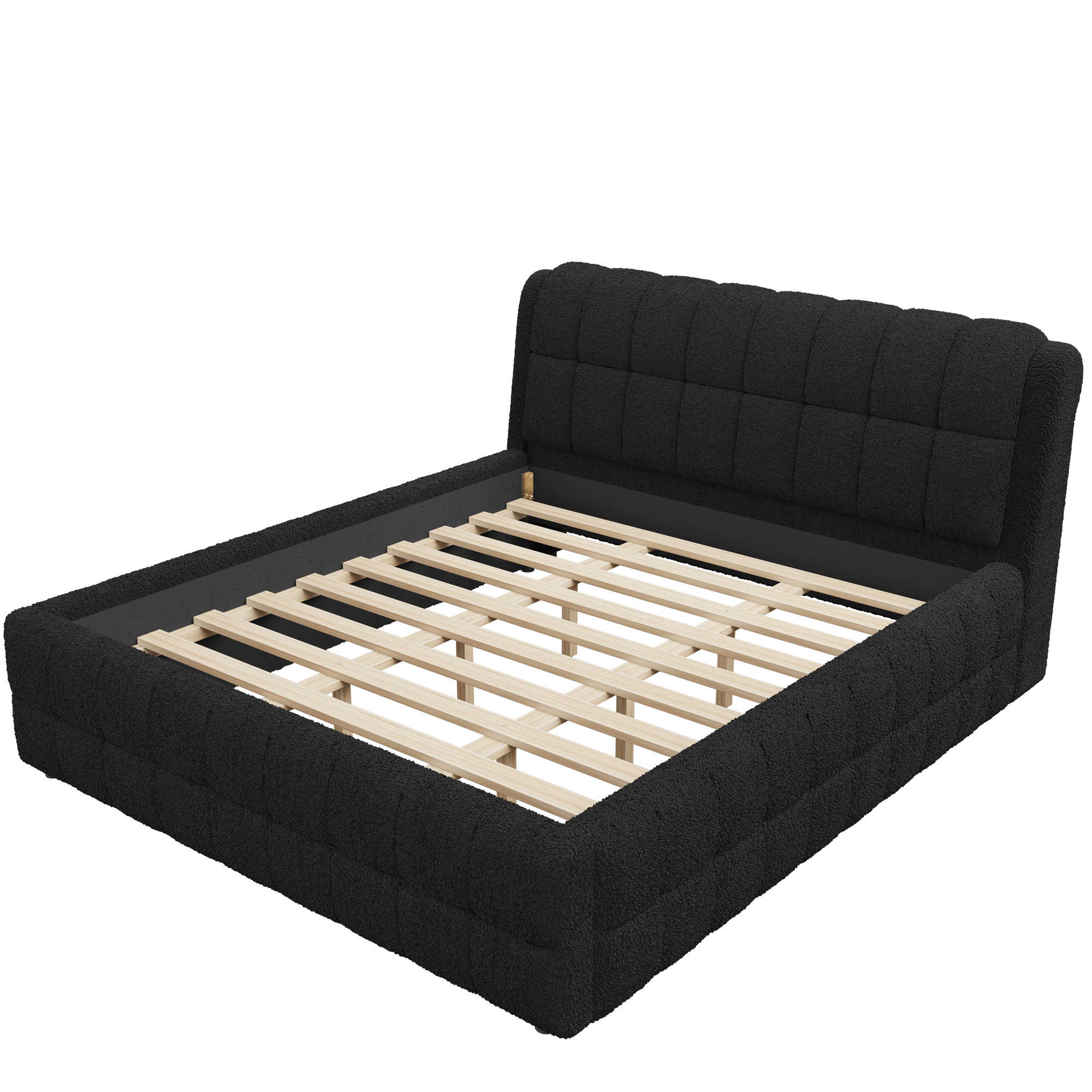 Euroco Upholstered California King Size Platform Bed for Living Room Bedroom, Black