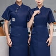 thumbnail image 2 of Men's and Women's Chef Work Jacket, Short Sleeve Kitchen Uniform Top for Restaurant Catering Bakery Hotel Staff Professional,Navy XL, 2 of 8