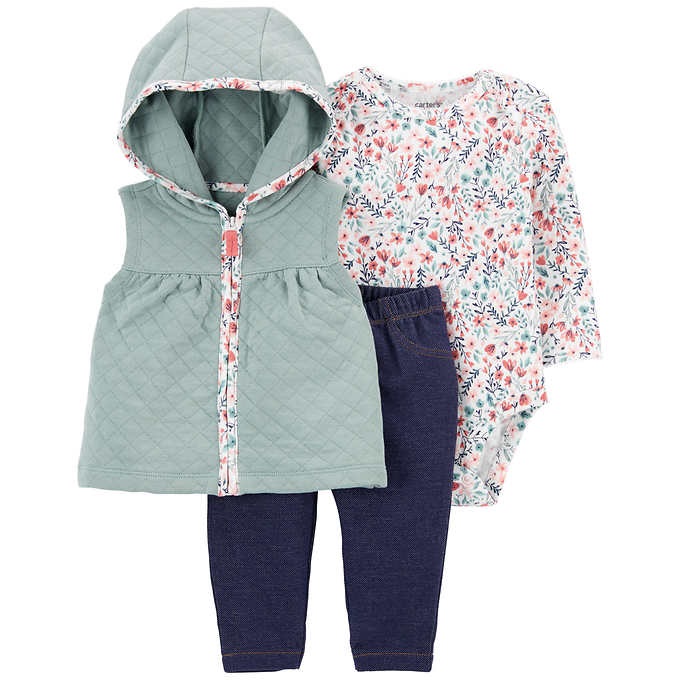 Carter's Infant 3piece Vest Set, Flowers Size 12M