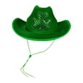 thumbnail image 4 of Sombrero de vaquero jinwen verde ala ancha para celebraciones disfraces espectáculos, 4 of 8