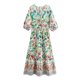 thumbnail image 3 of HH TRAF Vestido largo bohemio de verano para mujer, elegante, de manga corta, con escote en V, estampado vintage, vestido largo con cordones a la moda para mujer, 3 of 5