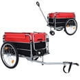 thumbnail image 2 of S-HOME Heavy Duty Aluminum Bike Cargo Trailer, 20" Wheels, 220 lbs Capacity Luggage Cart for Groceries and Cycling Travel，Black+Red, 2 of 13