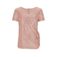 thumbnail image 5 of Vmvidoty Pleated Sequin Wrap Blouses for Women Dressy Casual Tops Business Work Shirts Ruffle Sleeve Crew Neck Summer Outfits Pink S, 5 of 9