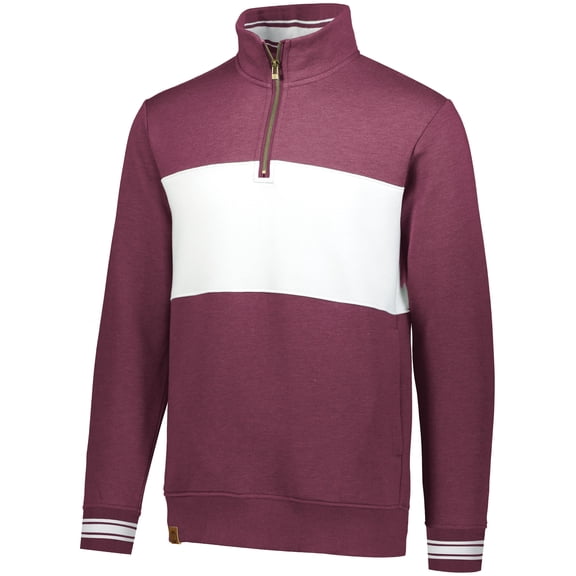 Holloway 229565.61N.L Adult Ivy League Pullover, Maroon Heather & White - Large