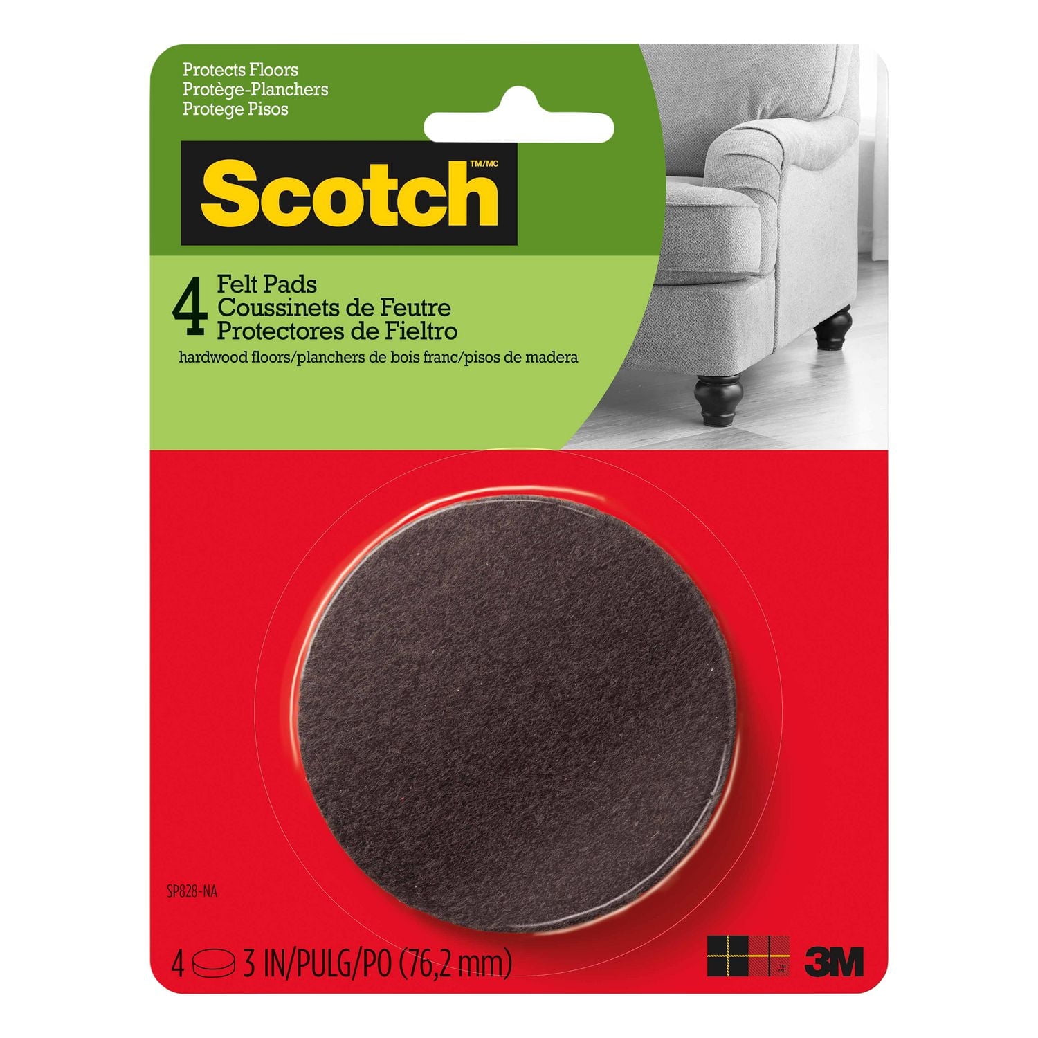 Patins en feutre ronds Scotch®, SP808-NA, Beige