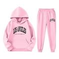 thumbnail image 3 of lnmuld Girls Outfits 2 Piece Girls' Long Sleeve Hooded Sweatshirt with Letter Graphic for Everyday Casual Outdoor Wear and Comfort Solid Color Size:2-3 Years, 3 of 4