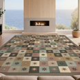 thumbnail image 2 of Design&I 9'x12' Washable Area Rug Geometric Vintage Multicolor Grid Featuring Motifs Patterned for Dining Room, Basement, Large Office, Snag-Free, 2 of 7