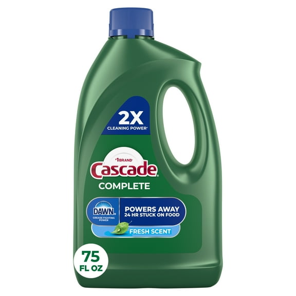 Cascade Complete Dishwasher Detergent Liquid Gel, Dish Detergent, Dish Soap, Fresh, 75oz