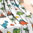 thumbnail image 3 of Dinosaurs Volcano Palm White Pattern Blanket,Comfortable Soft Flannel Throw Blanket,All Season,Warm Lightweight Blankets for Sofa Bed Couch Living Room Chair,30"x40", 3 of 4