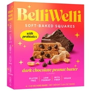 BelliWelli, Dark Chocolate Peanut Butter, Soft-Baked Probiotic Bar, 4 x 1.4 oz bars