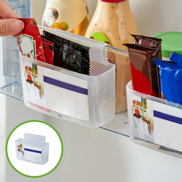 Organizadores de armario y almacenamiento Caja de almacenamiento para refrigerador Semitransparente Bolsa de condimentos para refrigerador Caja de almacenamiento Hebilla Estante de almacenamiento para