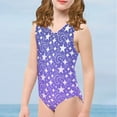 thumbnail image 4 of FOR U DESIGNS Quick Dry Purple One-Piece Swimwear Moon Star Dancing Athletic Leotards Summer Kids Gymnastics Swimsuit Fashion Girls V Neck Bathing Suit Size 5-6, 4 of 8