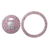 Universal Engine Start Stop Button Cover, Car One Click Push Start Button Ring Sticker Faux Crystal Rhinestone Ignition Button Trim Pink, 1 Set