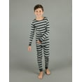 thumbnail image 3 of Leveret Kids Boys Girls Two Piece Cotton Pajamas Charcoal & Gray Stripes 8 Year, 3 of 3