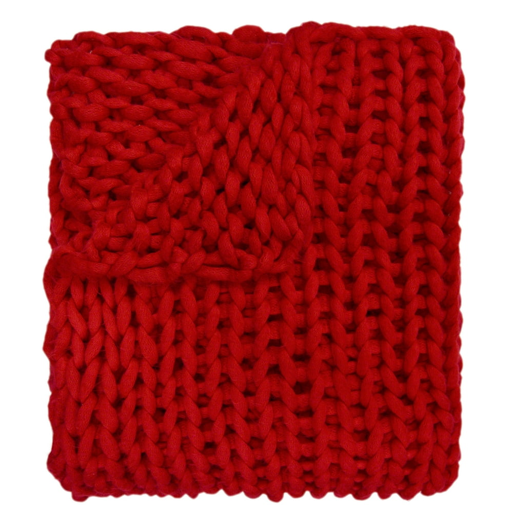 Chunky Knitted Throw/Blanket, Red