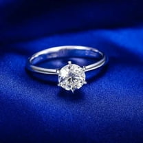 2Ct Round-Cut VVS1 Moissanite Solitaire Engagement Ring 14K White Gold Plated