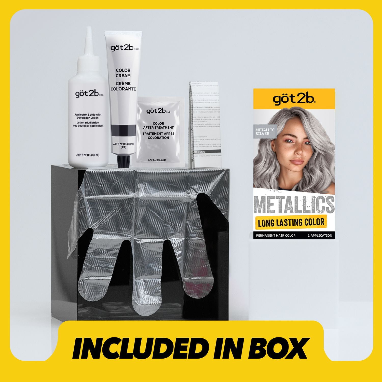 Got2b Metallics coloration permanente pour cheveux, argenté métallique M71, 1 application 1 application, 60 ml