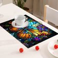thumbnail image 3 of Butterflies Colorful Stained Glass Placemats Set of 4, Washable Table Mats Woven Heat Resistant Wipeable Indoor Outdoor Kitchen Farmhouse Dining Table Linens Coffee Place Mats 12x18 Inch, 3 of 5