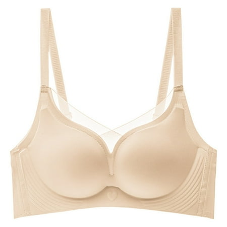 Bras for Women Lace Bralettes Plus Size No Underwire Seamless Push Up Full Coverage Comfort Lingeries Bra Beige 2 40 B