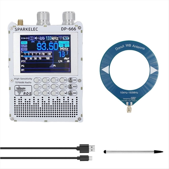 Radio TEF6686 DP-666 de Banda FM/LW/MW/SW de Corta con Kit de Antena de Bucle ESP32 RDS, Pantalla Táctil IPS de 2,8 Pulgadas.