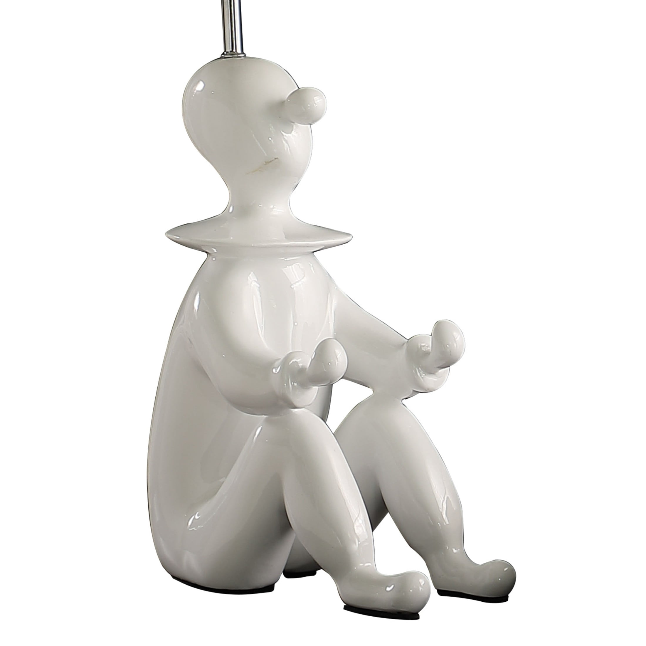 Noble House 21.25" Clown Figurine Table Lamp, Convenient Phone Holder, Semi-Drum Shade, E26 Light Bulb, White