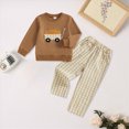 thumbnail image 2 of Futezty Infant Baby Boy Halloween Outfit Long Sleeve Pumpkin Car Embroidery Sweatshirt Gingham Plaid Pants Smocked Clothes 3T-10T, 2 of 4