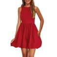 thumbnail image 1 of Vestido de verano PRETTYGARDEN 2025 sin mangas sin mangas con bolsillos rojo, 1 of 8