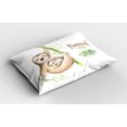 thumbnail image 2 of Ambesonne Sloth Pillow Sham 2 Pack, Happy Family Boho Style, 26"x20", Pale Brown Green, 2 of 3