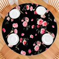 thumbnail image 2 of Pioneer Flower Floral Print Pattern Round Fitted Tablecloth with Elastic Edge,Dining Table Cover Waterproof,Outdoor Round Tablecloth for Camping,Dining,Indoor and Outdoor, 2 of 7