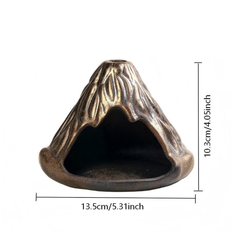 Volcano Palo Santo Holder - Ceramic Incense Burner with Ash Catcher, Textured Mountain Design Palo Santo Holder Stick Holder for Smudging, Meditation, Yoga & Rustic Home Decor-Rust Glaze