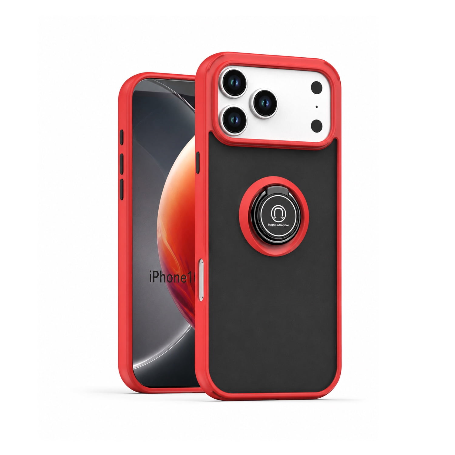 Heavy Duty Ring Grip Cover for iPhone 17 Pro Max - Red
