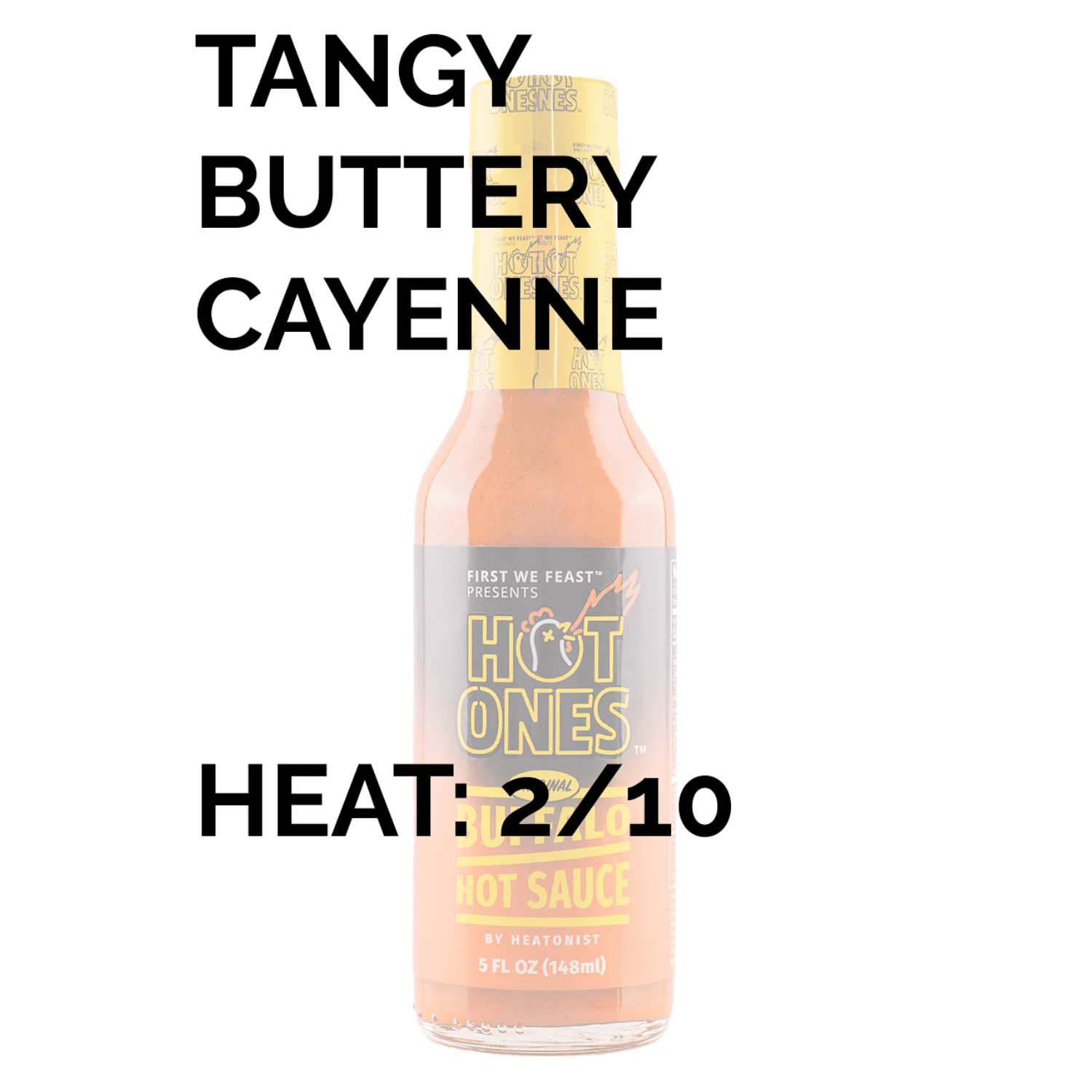 (12 pack) Hot Ones Branded Buffalo Sauce 5oz, with Flavors of Cayenne Pepper Mash, Molasses & Smoked Paprika
