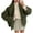 Army Green, variant on Women's Oversized Cropped Pea Coat - Lapel Double Breasted With Pockets, Warm Fall Winter Casual Outerwear for Commute Wine L