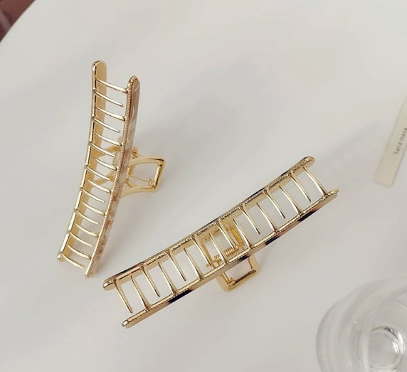 2-Pack Metallic Minimalist Hair Clips - Strong Hold for Thick Hair, Elegant Design for Everyday Use