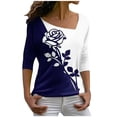 thumbnail image 2 of Babysbule Womens Casual Floral Printing Tops V-Neck Long Sleeve Loose Flowers T-Shirt Blouse s, 2 of 6