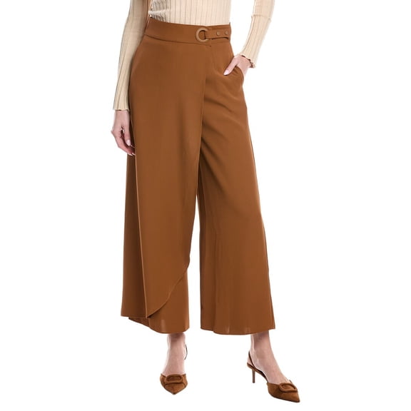 Gracia womens Wrap Wide Leg Pant, s, Brown