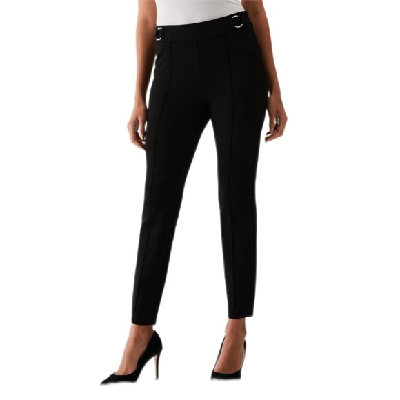 Pantalones Rafaella Petite Slim Tobilleros con Cintura Elástica Negro 67 cm
