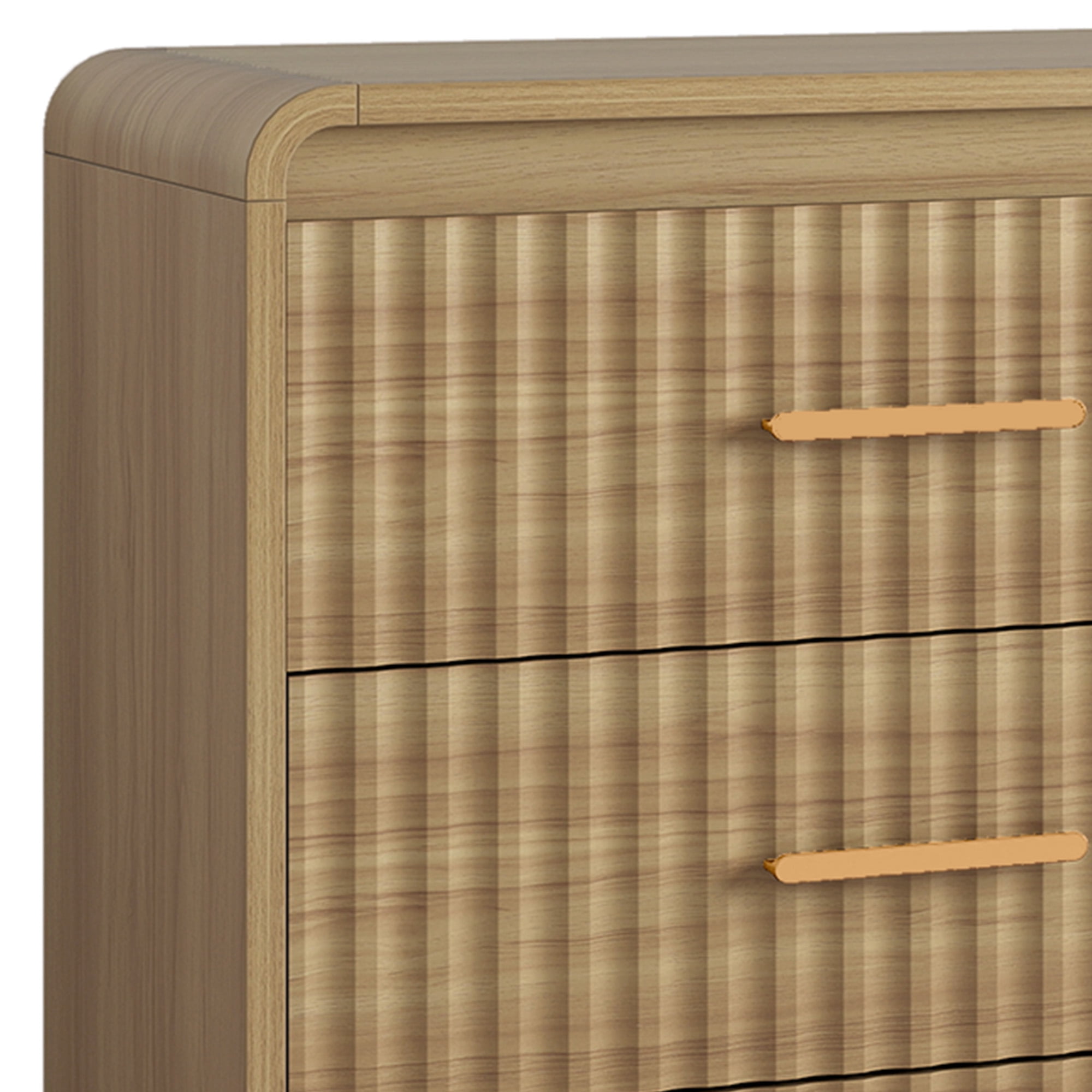 Uforic Chest of Drawers for Living Room, , or Entryway, Sturdy Fluted Dresser with 6 Drawers, Light Oak