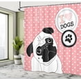 thumbnail image 5 of Ambesonne Pug Shower Curtain, I Love Dogs Paw Print Logo, 69"Wx75"L, Pink Black White, 5 of 5