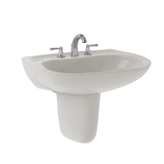 TOTO® Prominence® Oval Wall-Mount Bathroom Sink with CEFIONTECT and Shroud for 8 Inch Center Faucets, Colonial White - LHT242.8G#11