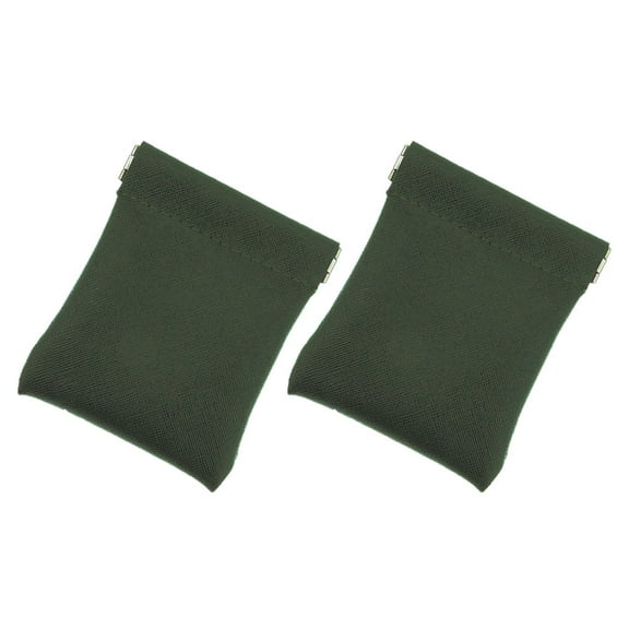 2 Pcs Portable Leather Purse Small Change Headphone Zip Men and Women Green