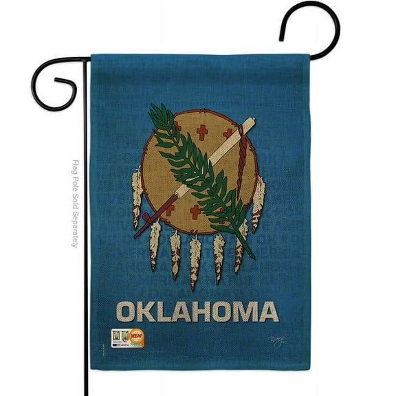 Breeze Decor BD-SS-G-108131-IP-DB-D-US13-BD 13 x 18.5 in. Oklahoma Burlap Americana States Impressions Decorative Vertical Double Sided Garden Flag