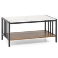 thumbnail image 1 of Costway 2-Tier Rectangular Coffee Table with Rock Slab Tabletop Open Shelf for Living Room, 1 of 10