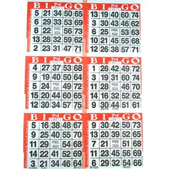 6 on orange bingo paper cards - 500 sheets - 3000 cards - Walmart.com ...