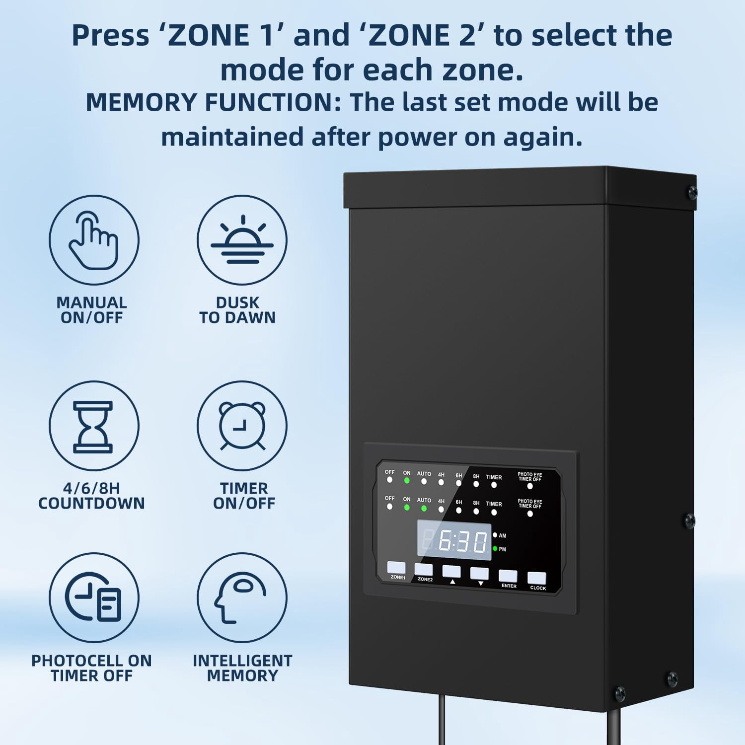 300W Low age Landscape Lighting Transformer, Outdoor Patio Transformer with 2 Individually Controlled Outputs 120V to 12V/14V Timer and Light Sensor