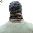 thumbnail image 4 of PULLIMORE Winter Beanie Hat Scarf Set for Men Women Thick Warm Knit Skull Cap Circle Scarf Set with Fleece Lining (Dark Blue), 4 of 9