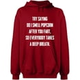 thumbnail image 2 of OXI Hoodie Sweatshirt - Do I Smell Popcorn, Basic Casual Hoodie for Men's and Women Fleece Hoodie Long Sleeve - Antiquee Cherry Small, 2 of 3
