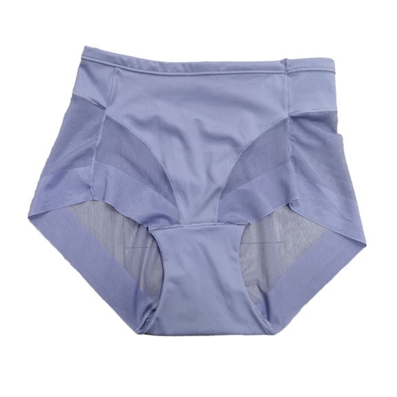 NUZYZ Sexy Seamless Women Panties Mid Waist Large Size Mesh Breathable Highly Elastic Nylon Lady Underpants Blue